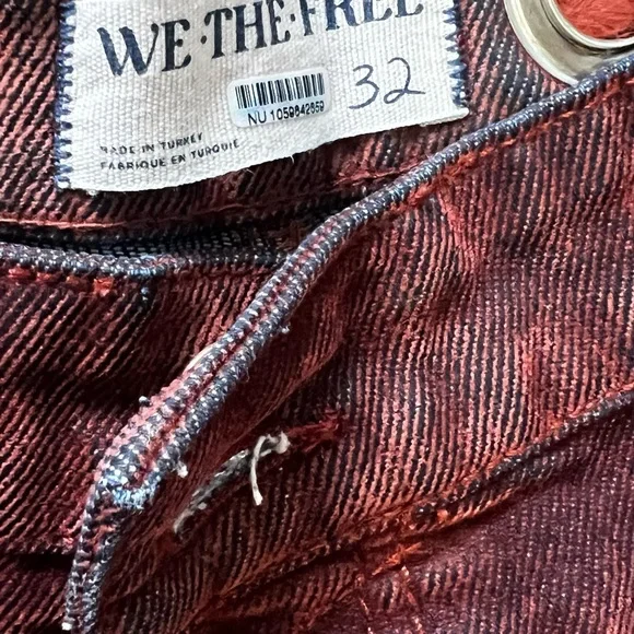 FREE PEOPLE|| Moxie Low Slung Flocked Pull-On Barrel Jeans in Chile NWOT - Picture 7 of 10